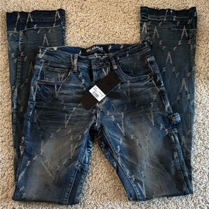 Zara Men's Dark Blue Patterned Skinny Jeans